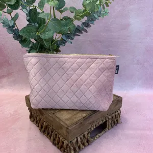 Signature Cosmetic Bag - Pink Velour (to match Dark Grey)