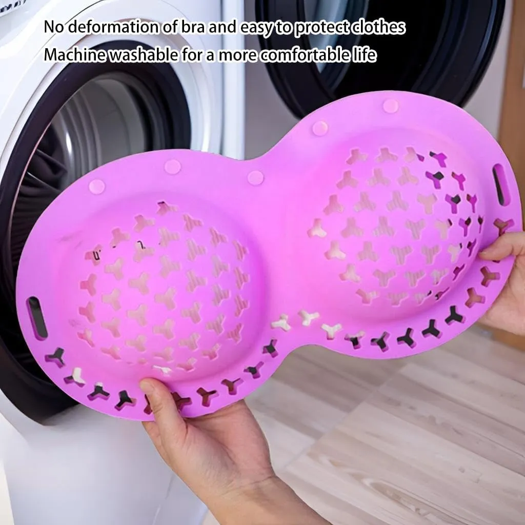 Silicone Bra Washing Bag Mesh Underwear Laundry Bags, Laundry Bag Suitable for all Cup Sizes, Anti Deformation Lingerie Bag for Washer/Dryer Machines (2PC purple)