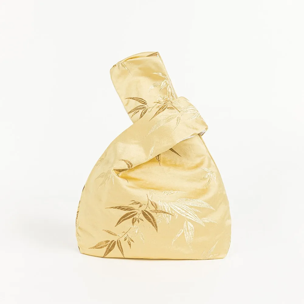 Silk Leaf Embroidery Japanese Knot Wrist Bags - 4 Colors