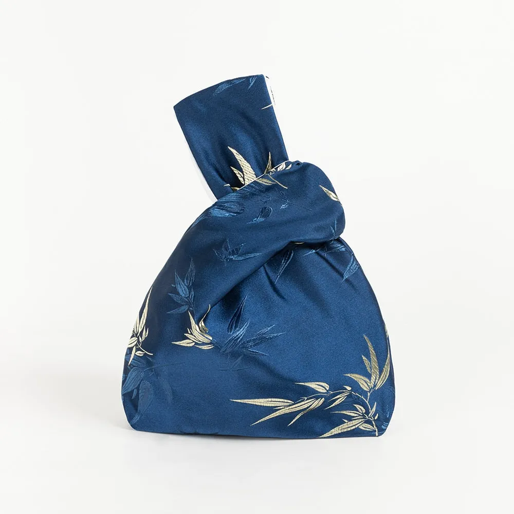 Silk Leaf Embroidery Japanese Knot Wrist Bags - 4 Colors