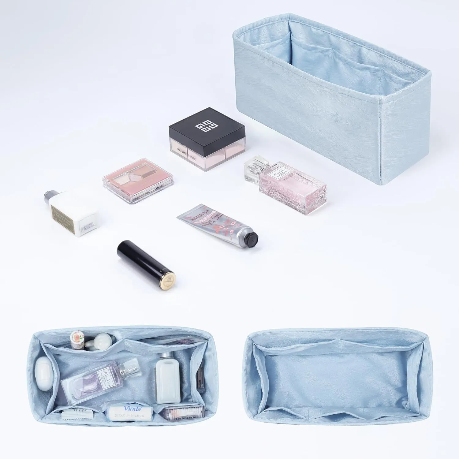 Silk Purse Organizer Insert Fits Lindy19/26/30/34 bags, Silky Soft Bag Shaper for Women Luxury Handbag Tote, Lightweight Inner Bag(LD19/Mini,Blue Pale)