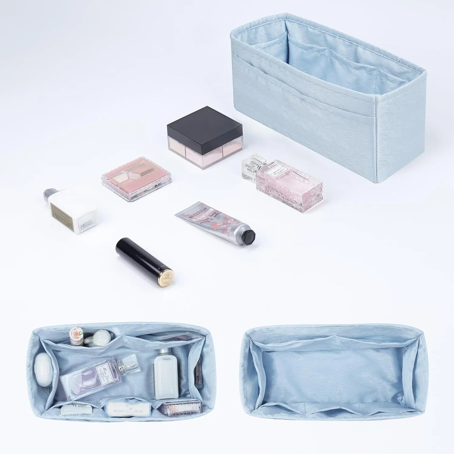 Silk Purse Organizer Insert for Kelly Bags, Lightweight Kelly Pochette Bag Insert Liner, Luxury Handbag Tote Shaper, Large Capacity Inner Bag (Kelly Pochette,Blue Pale)