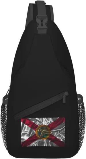 Silk Style Flag Of Florida Crossbody Bags For Women Men Chest Backpack Gym Shoulder Bag Travel Outdoor Sports Casual Crossbody Bags