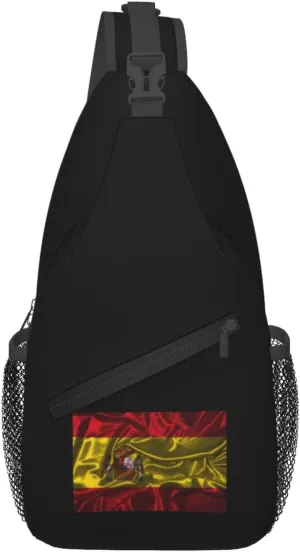 Silk Style Flag Of Spain Crossbody Bags For Women Men Chest Backpack Gym Shoulder Bag Travel Outdoor Sports Casual Crossbody Bags