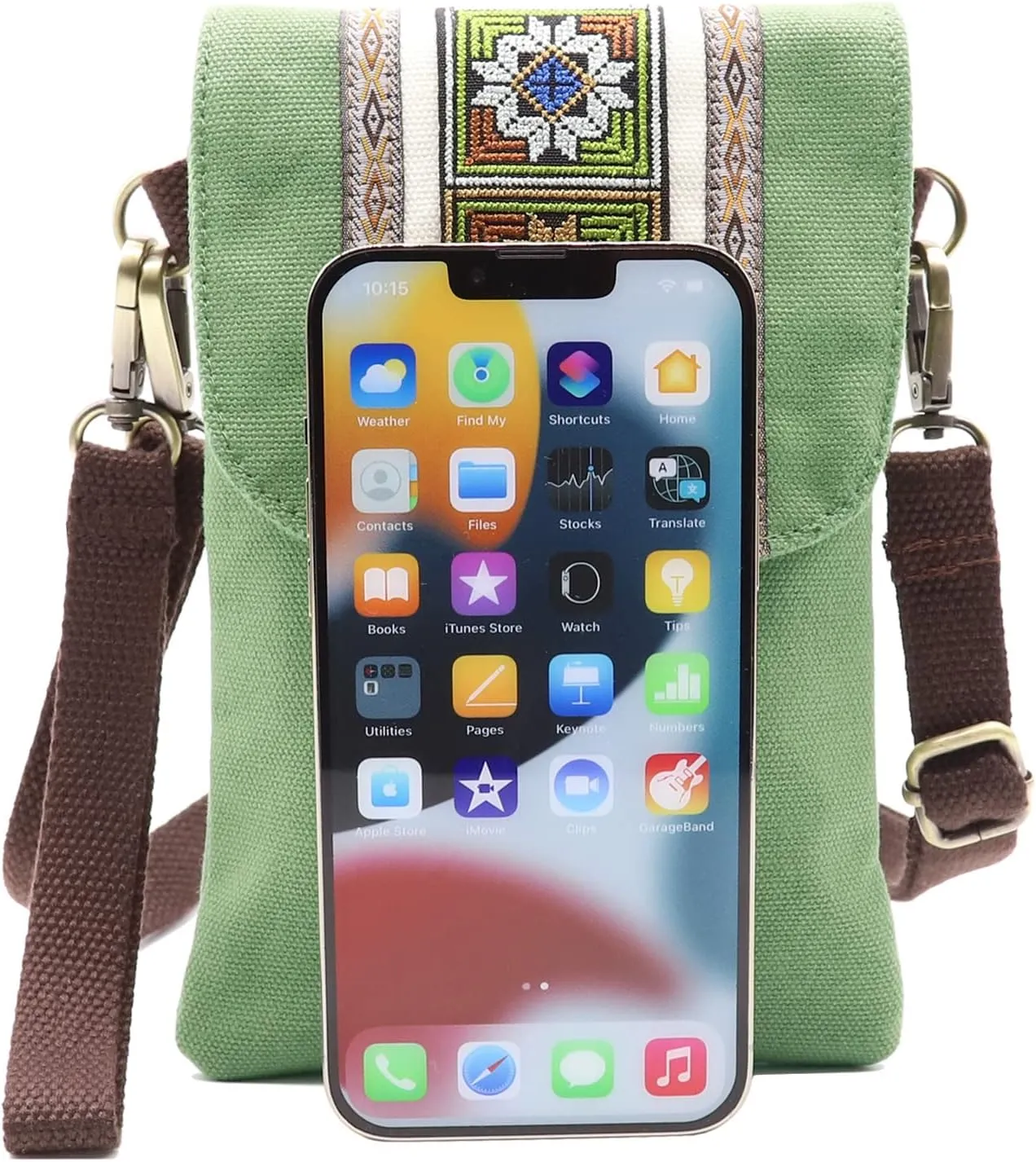 SILKAREA Vintage Embroidered Canvas Flip Small Crossbody Bag Cell Phone Pouch for Women Wristlet Wallet Bag Coin Purse