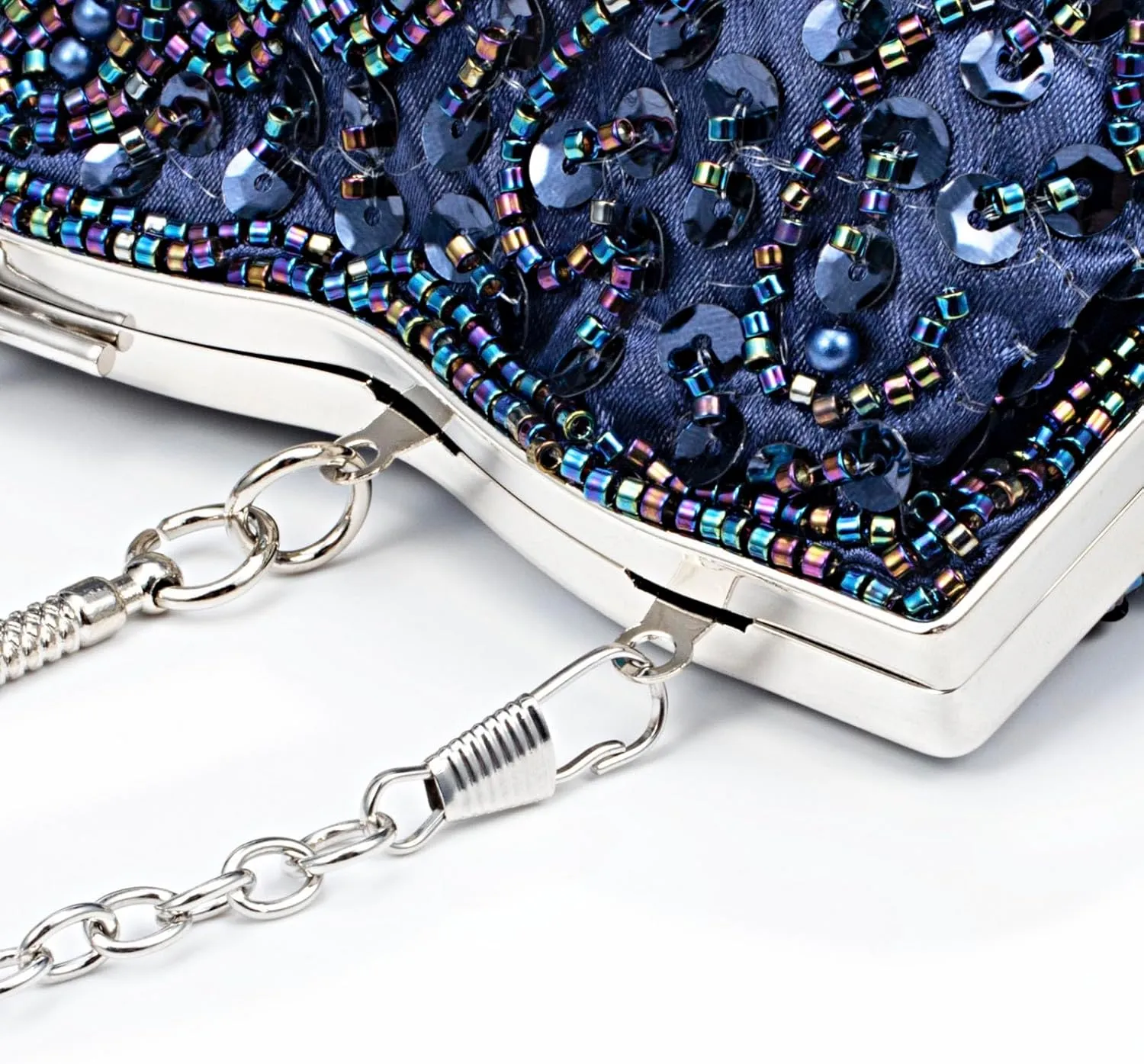 Simcat Beaded Sequin Flower Evening Purse Large Clutch Bag