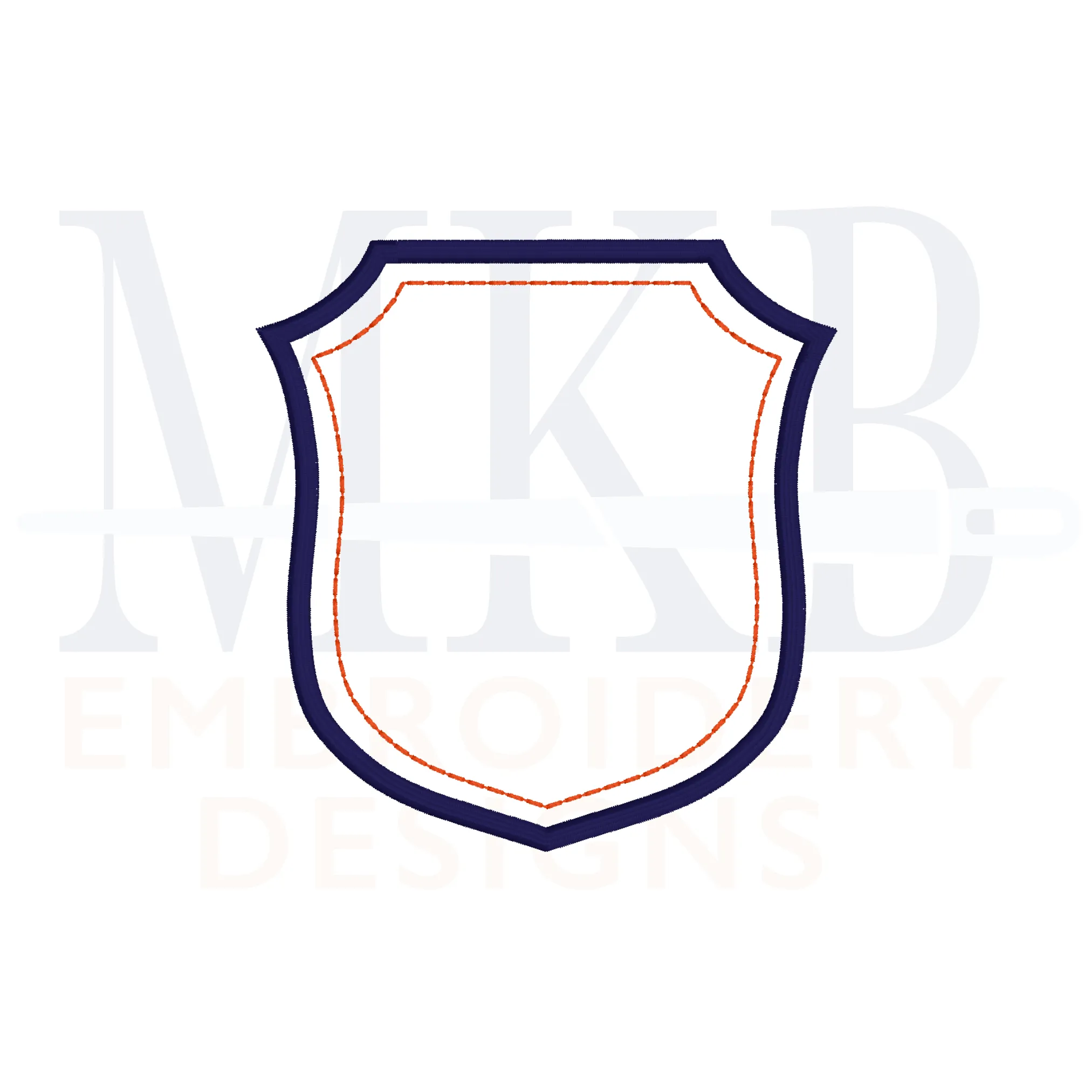 Simple Monogram Crest, Large Double Border Font Frame, Sashiko Accent Shield, Wedding Crest, Satin Stitch Machine Embroidery Design File