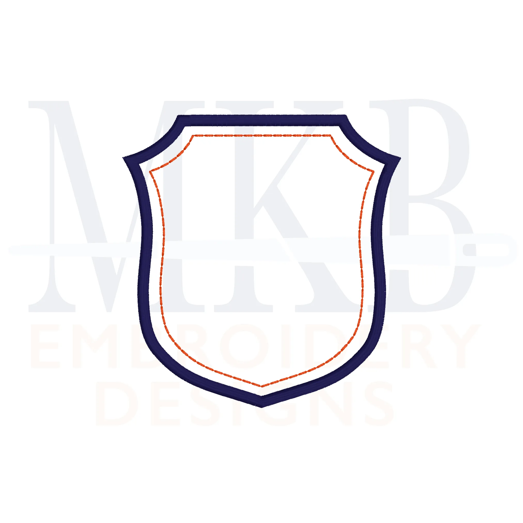 Simple Monogram Crest, Large Double Border Font Frame, Sashiko Accent Shield, Wedding Crest, Satin Stitch Machine Embroidery Design File
