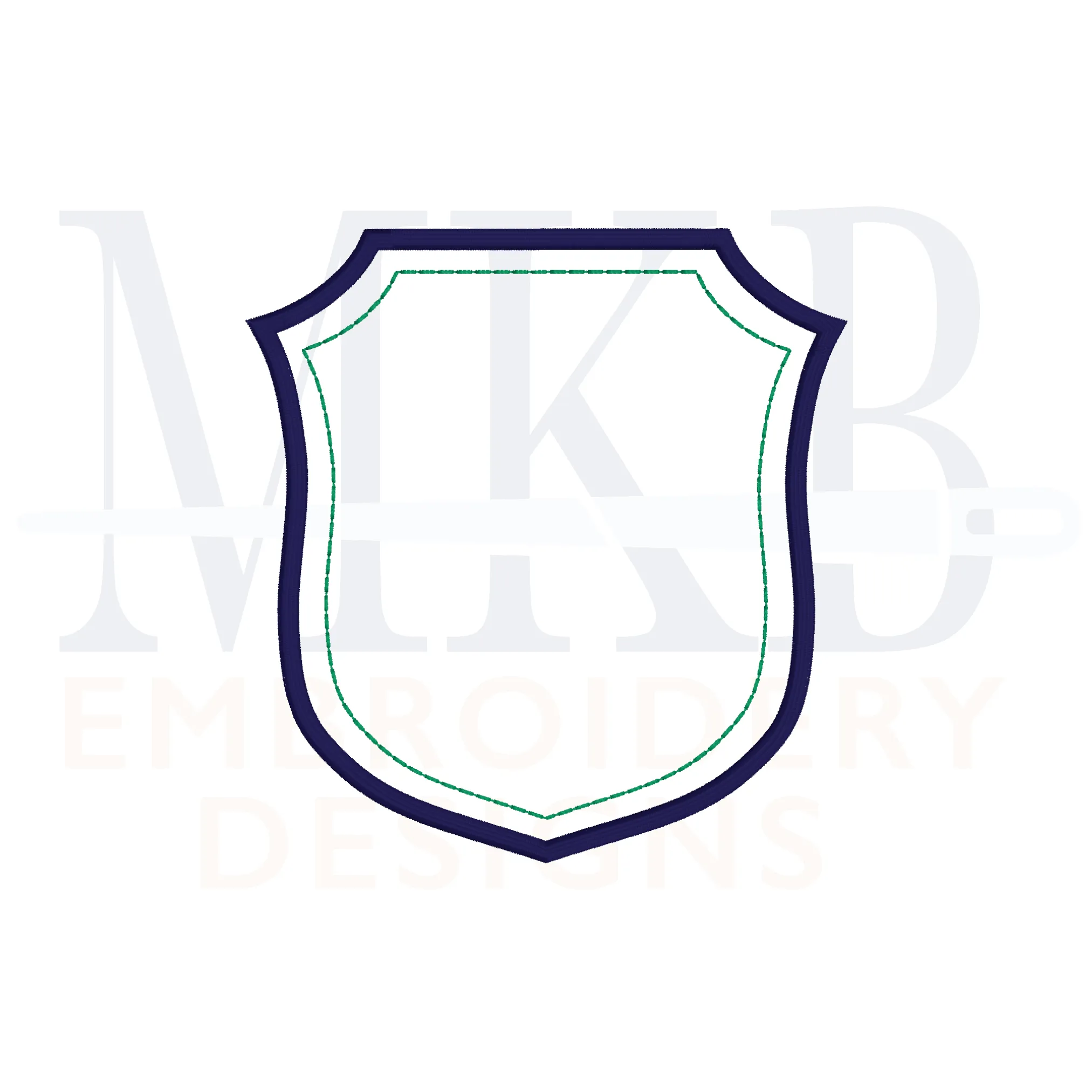Simple Monogram Crest, Large Double Border Font Frame, Sashiko Accent Shield, Wedding Crest, Satin Stitch Machine Embroidery Design File