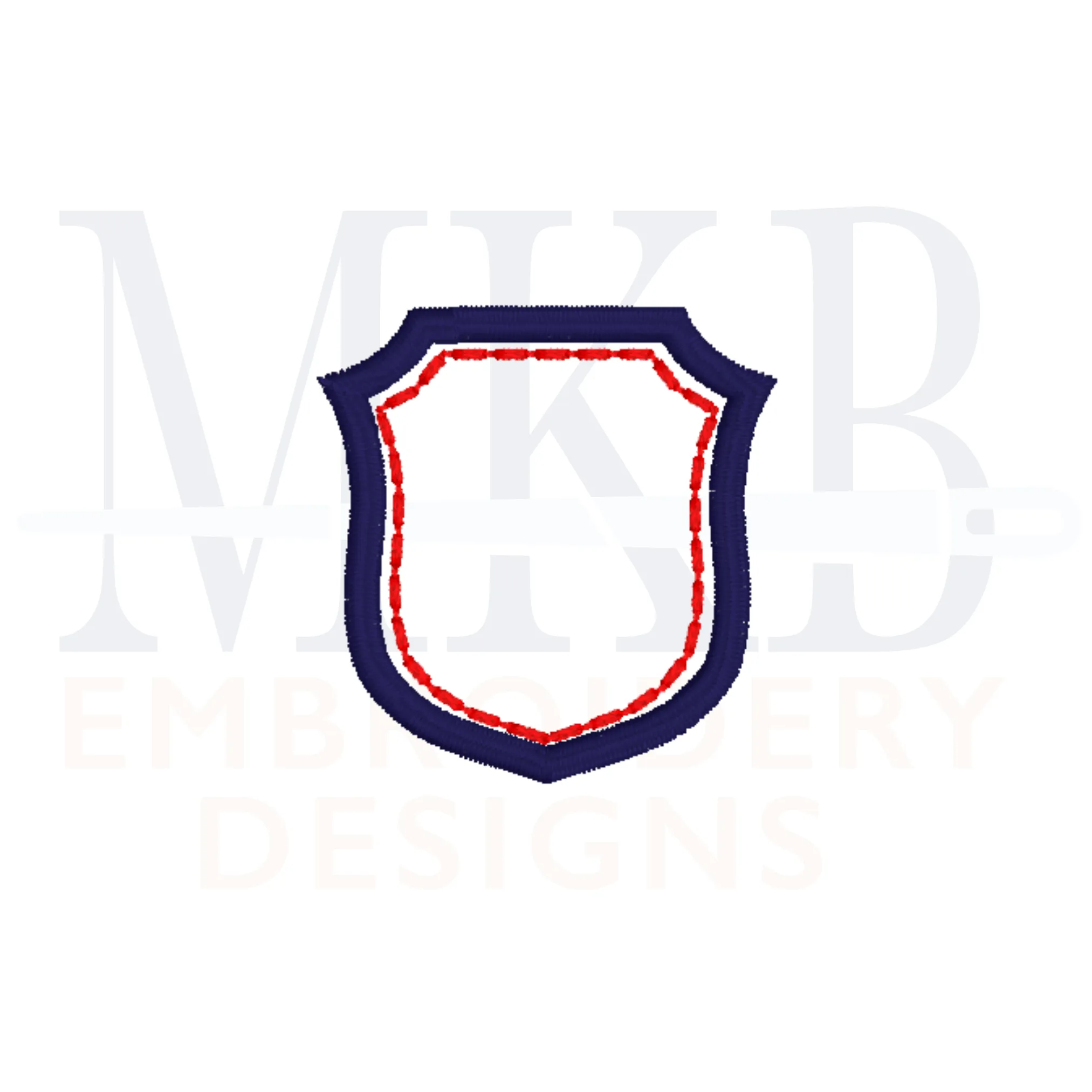 Simple Monogram Crest, Small Double Border Font Frame, Sashiko Accent Shield, Wedding Crest, Satin Stitch Machine Embroidery Design File