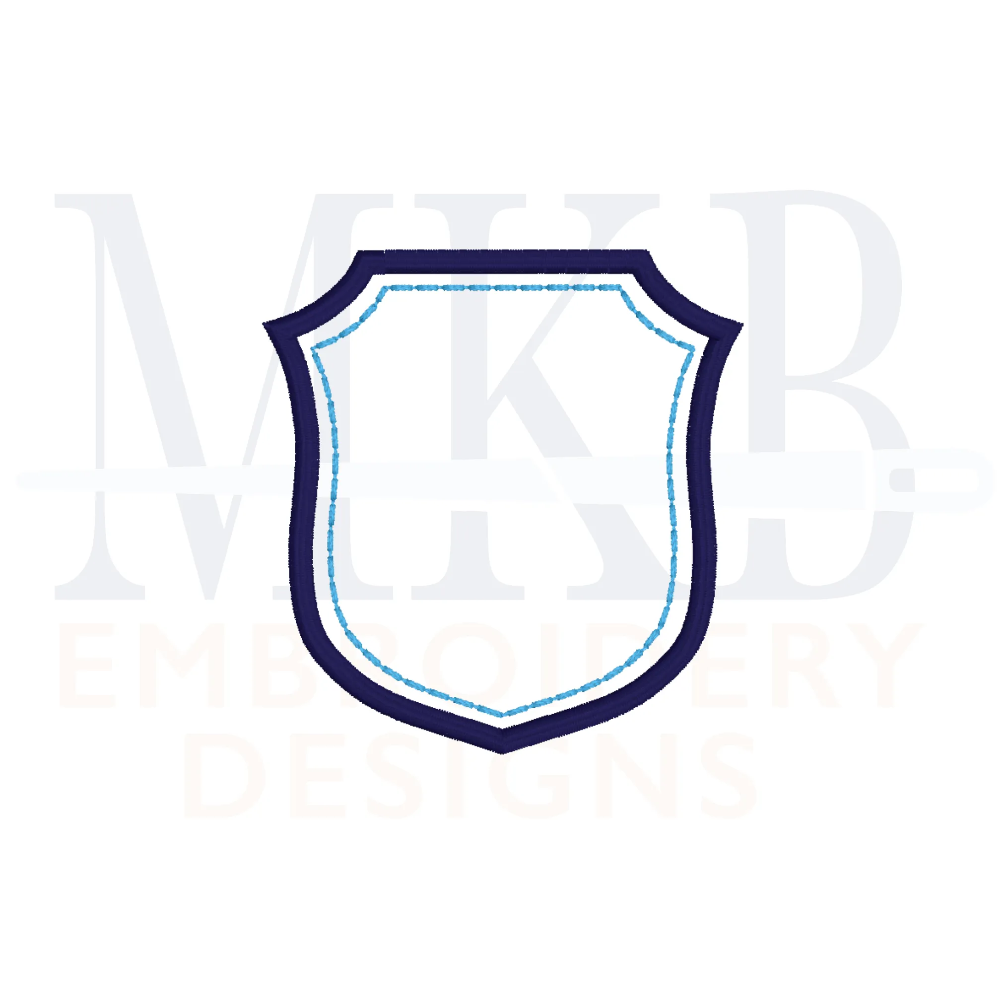 Simple Monogram Crest, Small Double Border Font Frame, Sashiko Accent Shield, Wedding Crest, Satin Stitch Machine Embroidery Design File