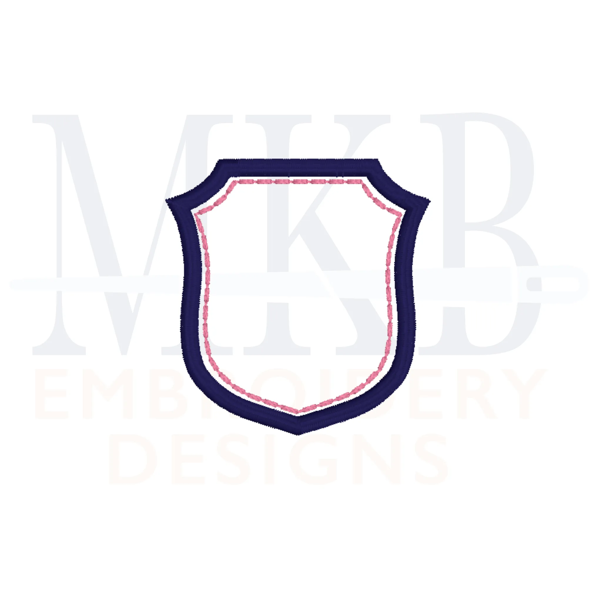 Simple Monogram Crest, Small Double Border Font Frame, Sashiko Accent Shield, Wedding Crest, Satin Stitch Machine Embroidery Design File