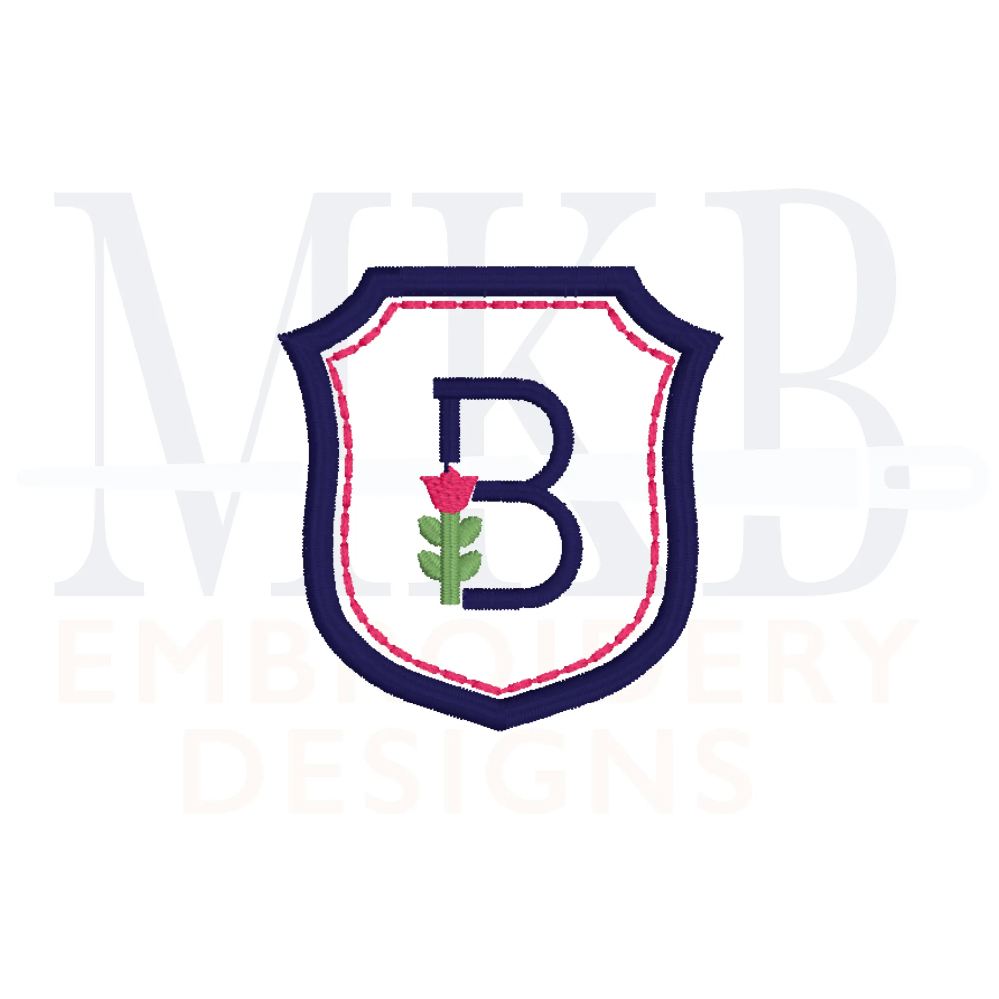Simple Monogram Crest, Small Double Border Font Frame, Sashiko Accent Shield, Wedding Crest, Satin Stitch Machine Embroidery Design File