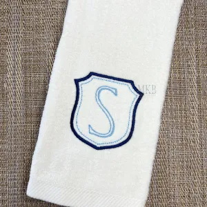 Simple Monogram Crest, Small Double Border Font Frame, Sashiko Accent Shield, Wedding Crest, Satin Stitch Machine Embroidery Design File