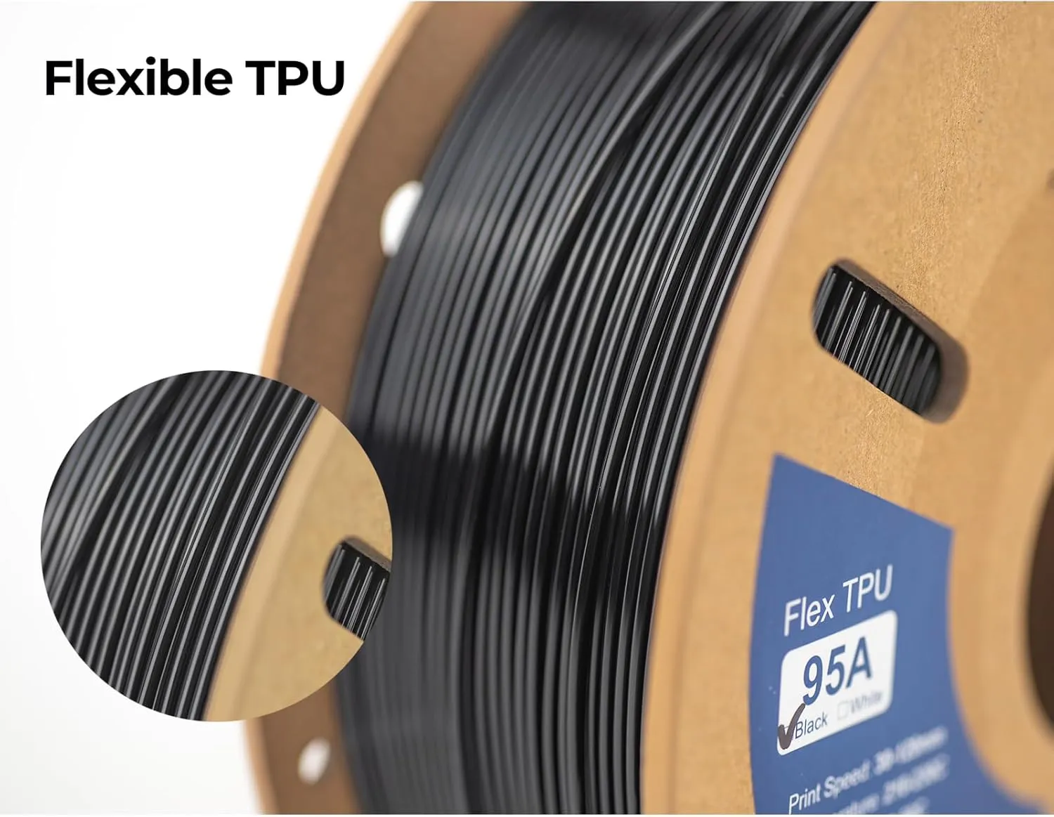 Siraya Tech Flex TPU 95A Filament, ISO 10993, High Flow and High Speed, Flexible and Tough, Easy to Print, Moisture-Resistant Aluminum Resealable Bag - for Footwear, Protective Gear (Black, 1kg)