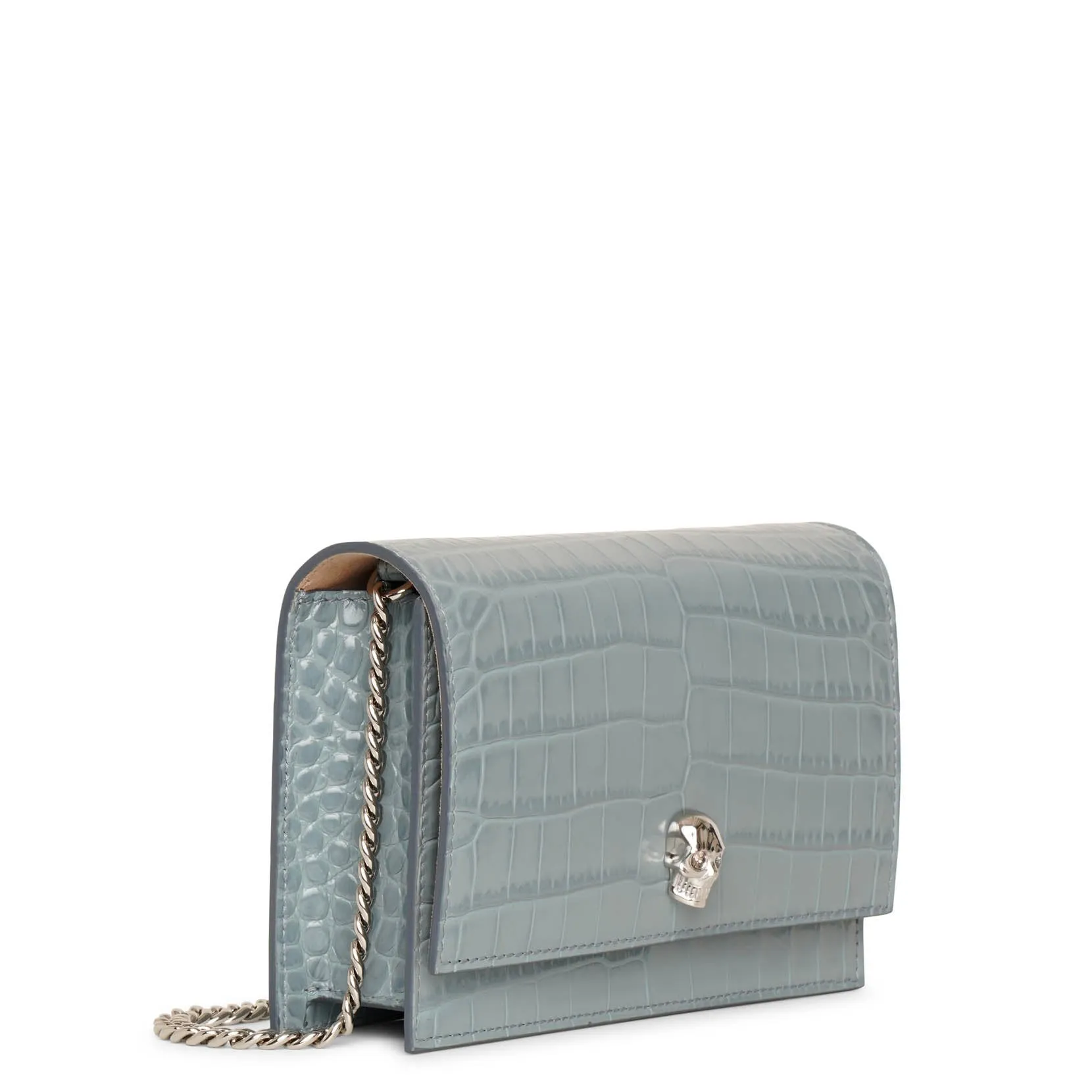Skull mini blue embossed bag