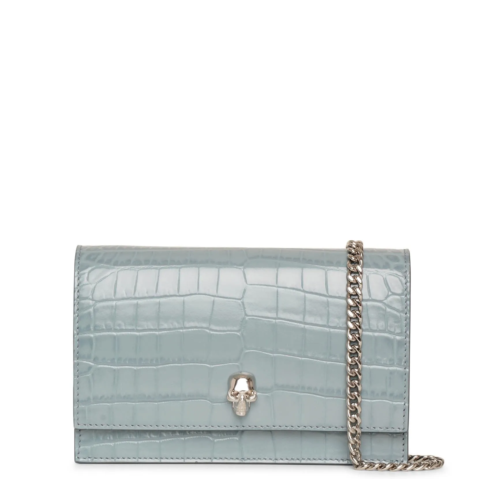 Skull mini blue embossed bag