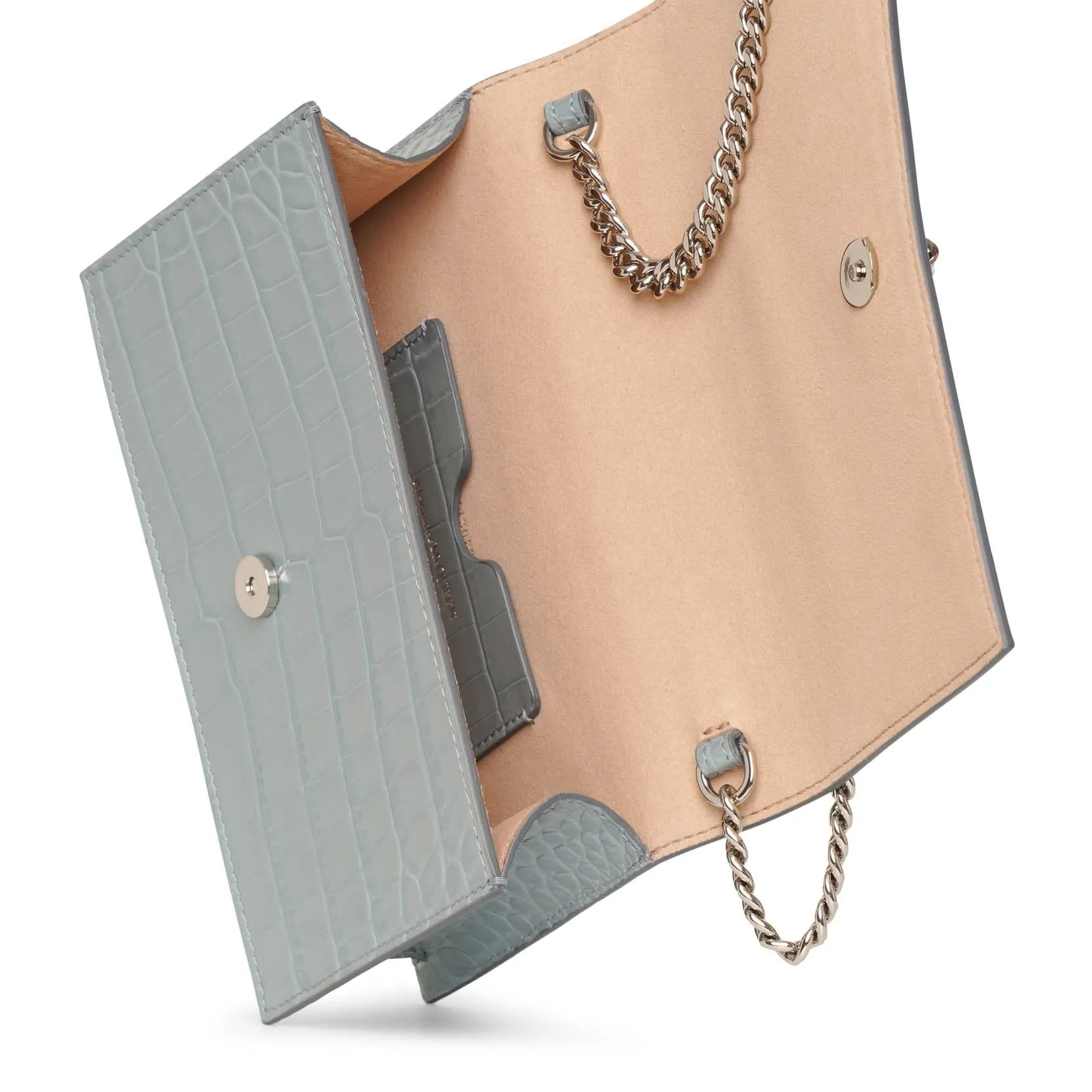 Skull mini blue embossed bag