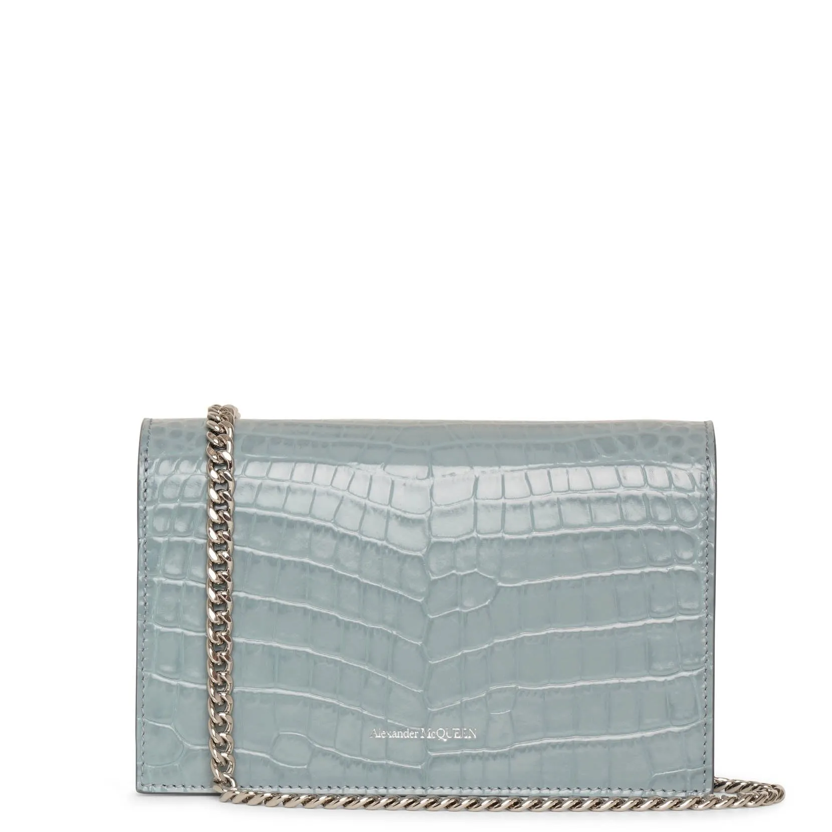 Skull mini blue embossed bag