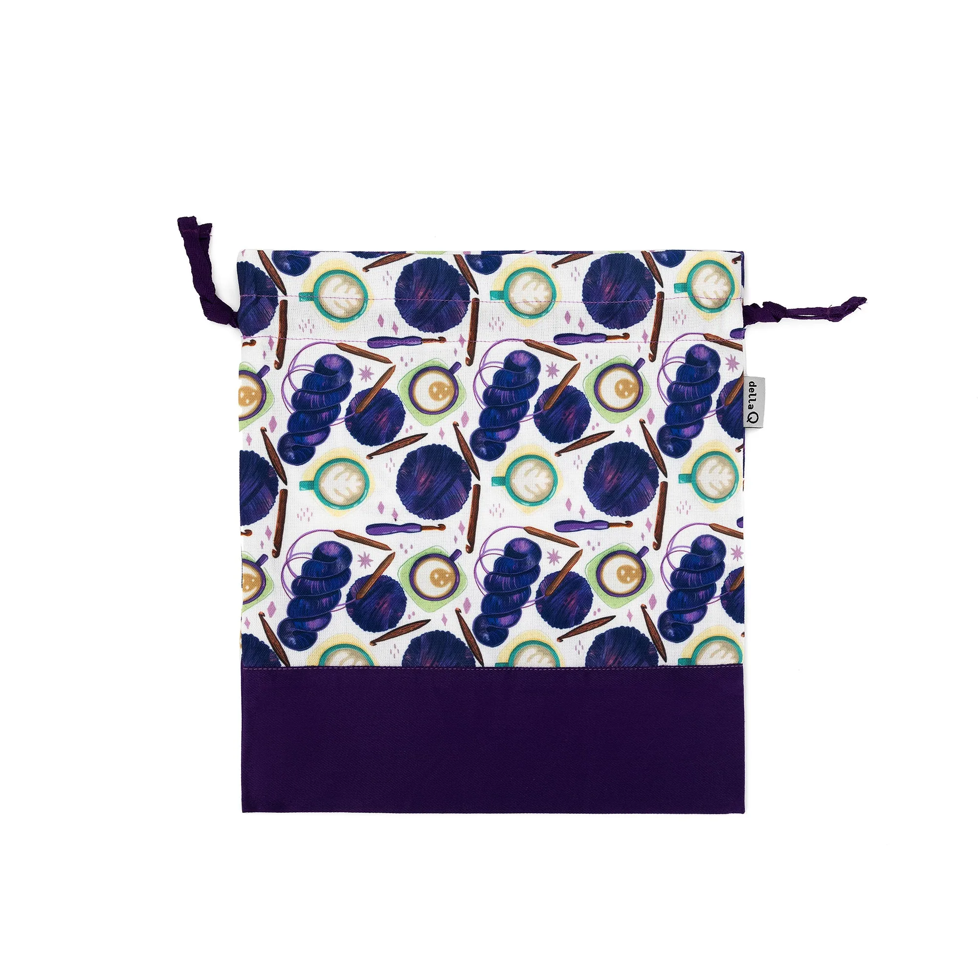 Small Eden Project Bag | Coffee and Yarn Green Fabric Print