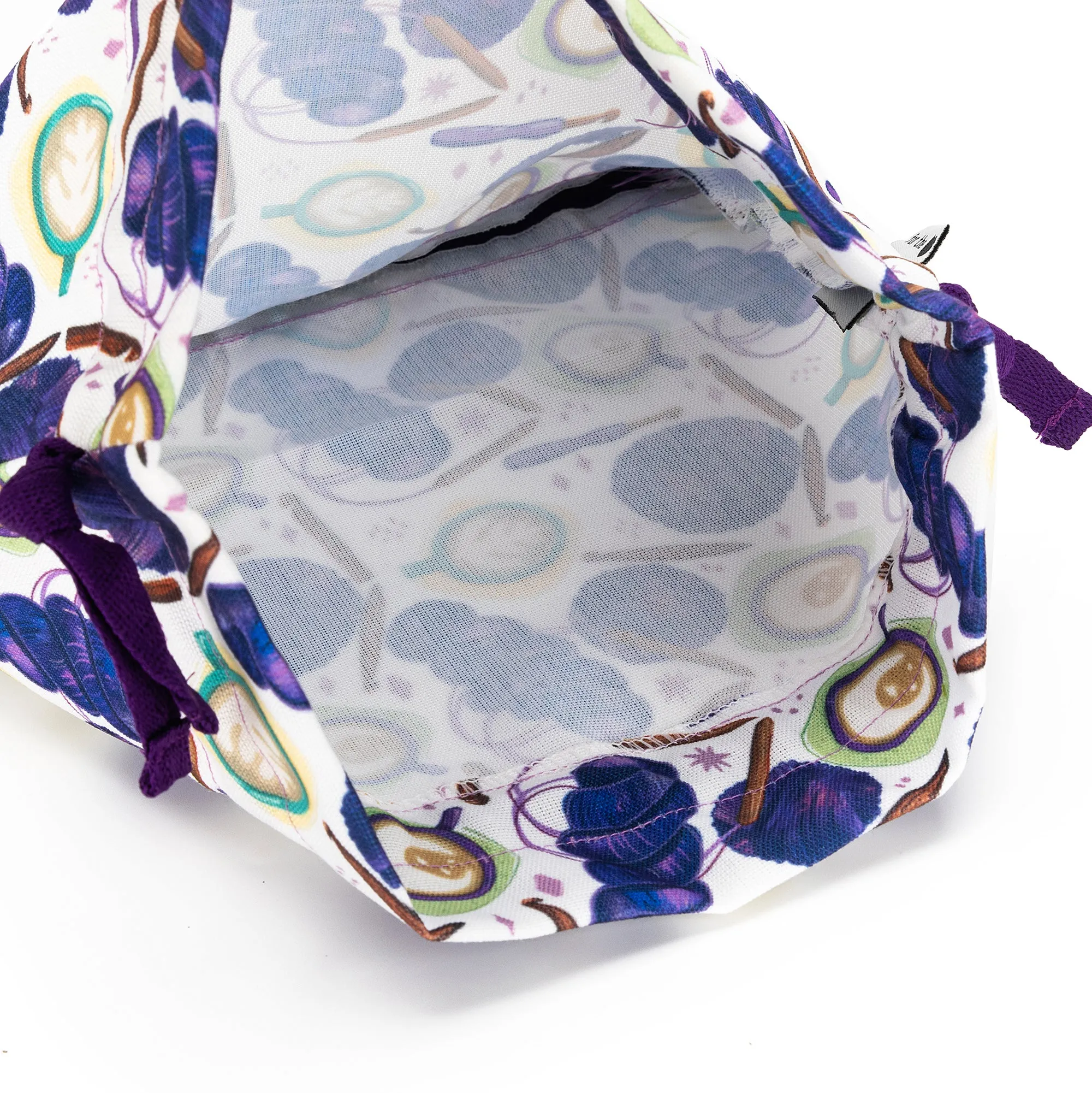 Small Eden Project Bag | Coffee and Yarn Green Fabric Print