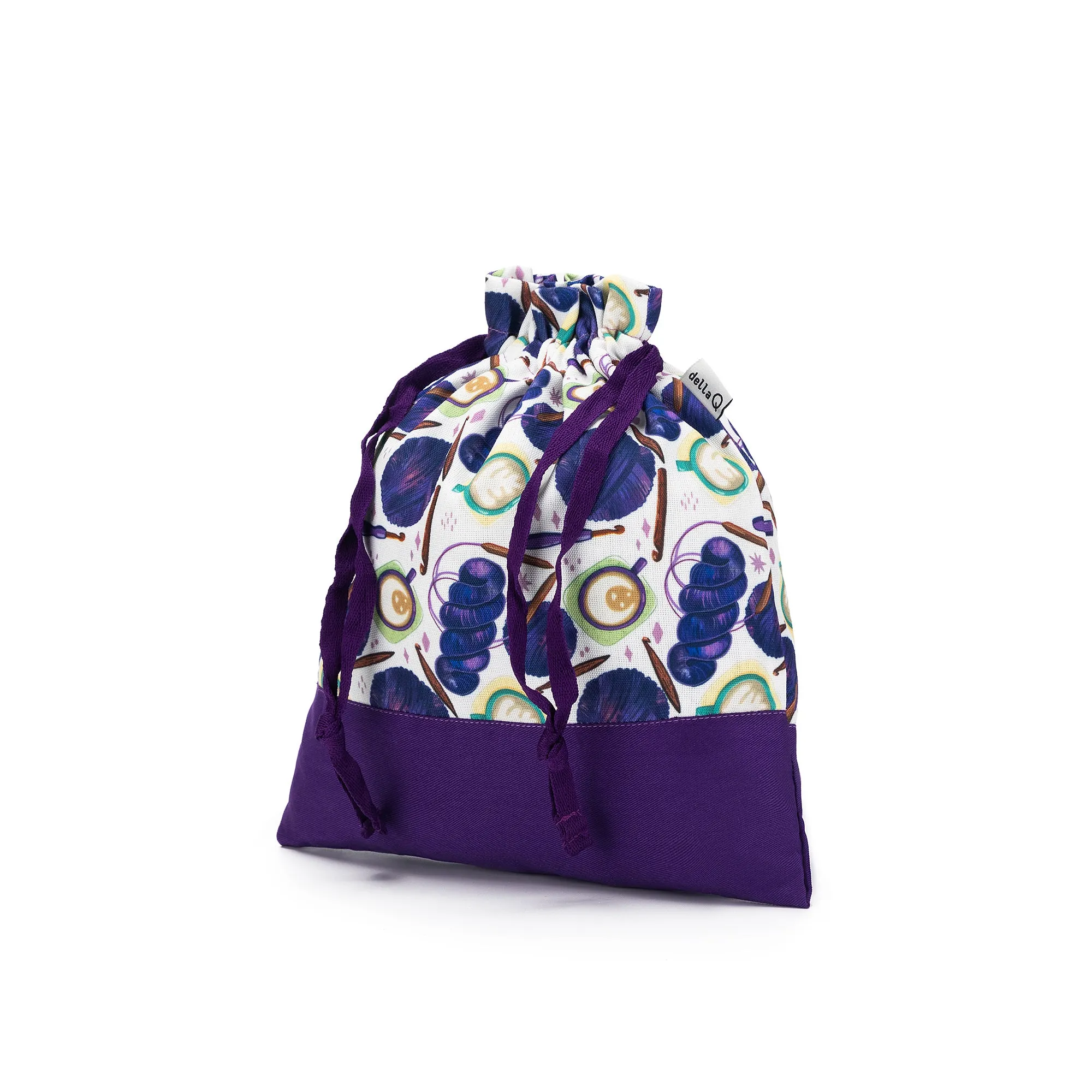 Small Eden Project Bag | Coffee and Yarn Green Fabric Print