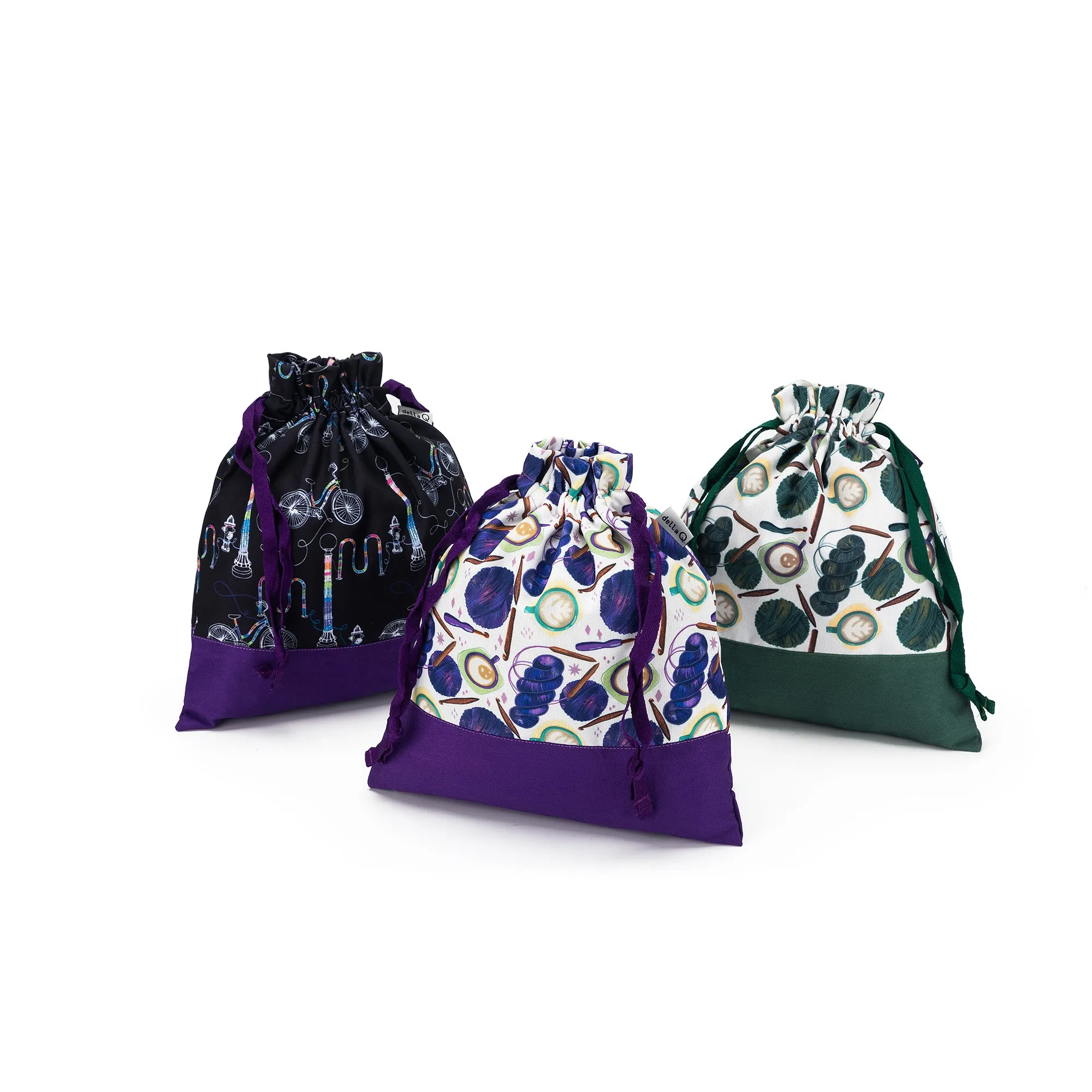 Small Eden Project Bag | Coffee and Yarn Green Fabric Print