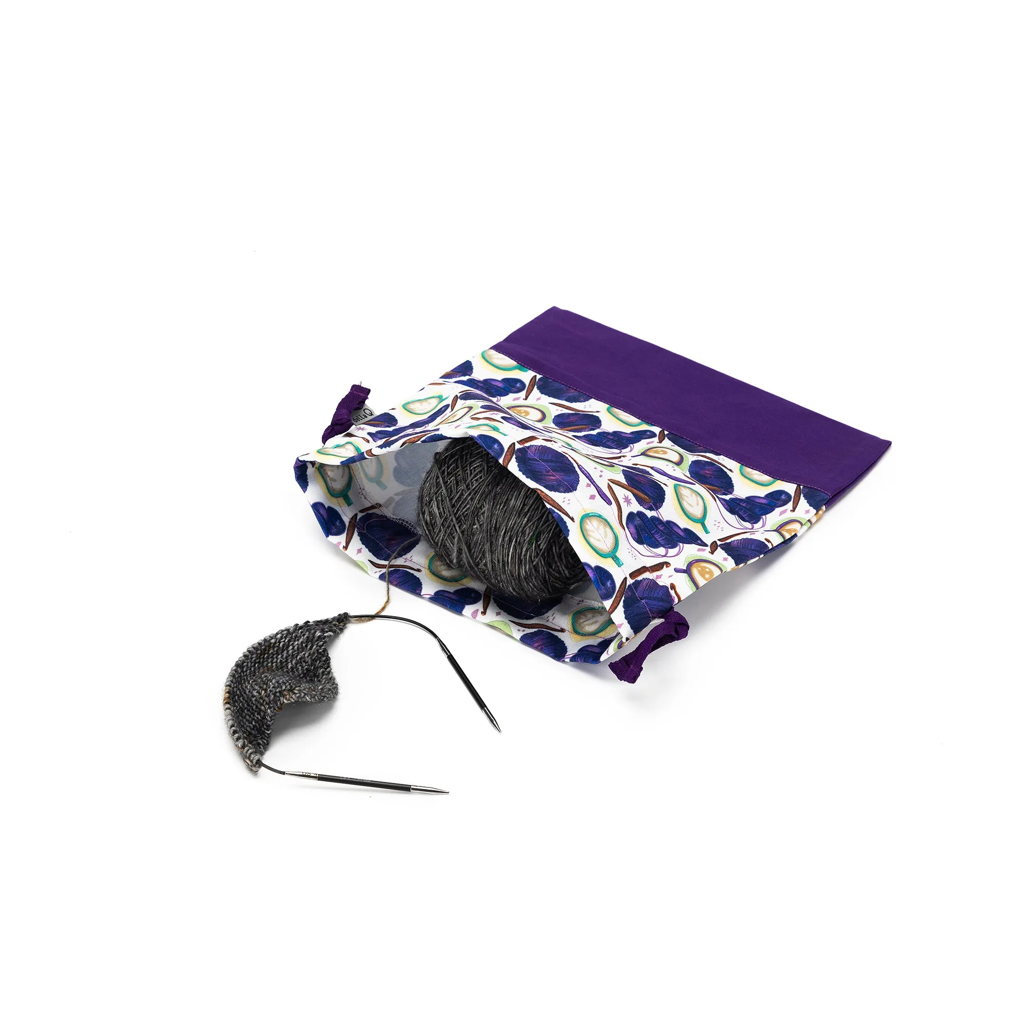 Small Eden Project Bag | Coffee and Yarn Green Fabric Print