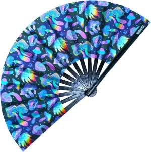 SoJourner Bags Rave Fan - Large Folding Fan - Clack Fan Hand Fan for Raves, Halloween, Burlesque, Rainbow Outfits for Women & Festival Accessories