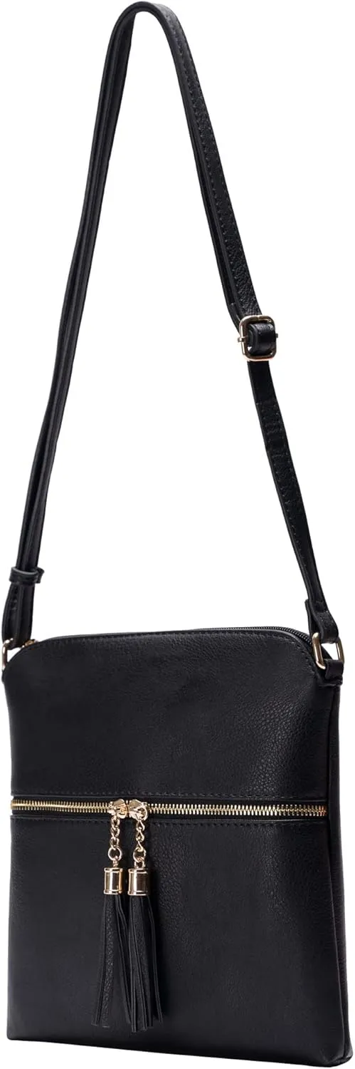 Solene Womens Lightweight Medium Crossbody Purse with Tassel, Perfect Size Crossbody Bags for Daily Use, travel