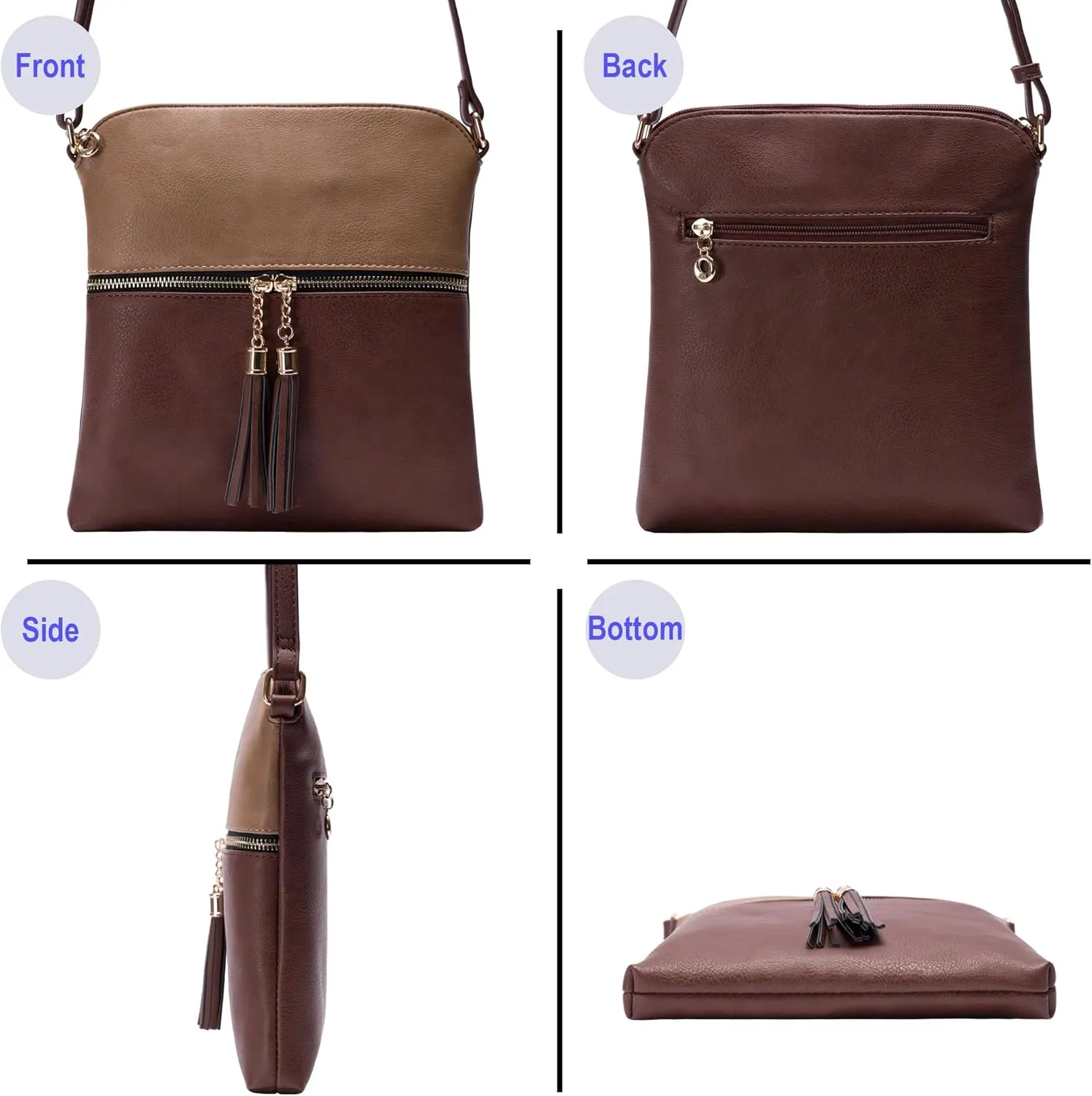 Solene Womens Lightweight Medium Crossbody Purse with Tassel, Perfect Size Crossbody Bags for Daily Use, travel