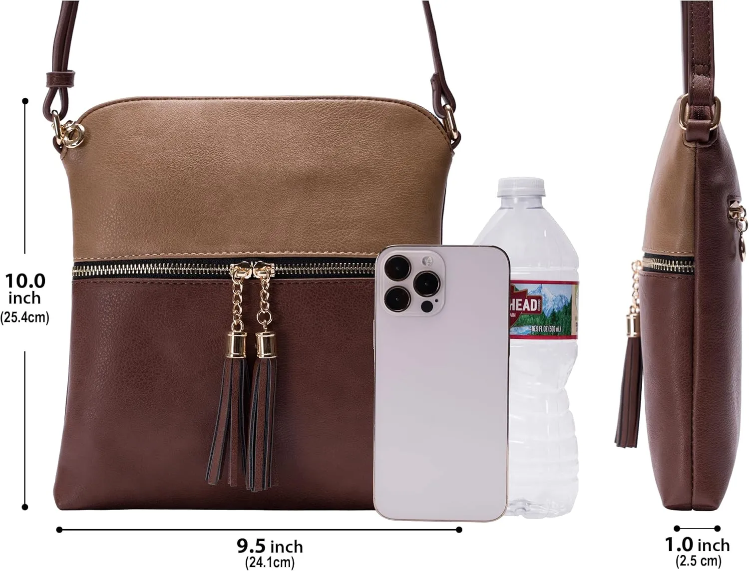 Solene Womens Lightweight Medium Crossbody Purse with Tassel, Perfect Size Crossbody Bags for Daily Use, travel
