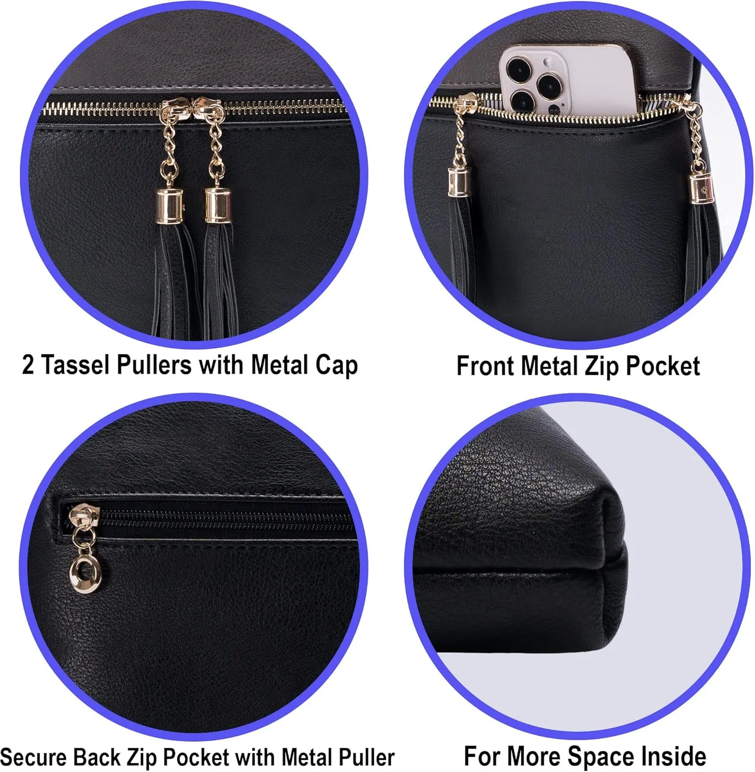Solene Womens Lightweight Medium Crossbody Purse with Tassel, Perfect Size Crossbody Bags for Daily Use, travel