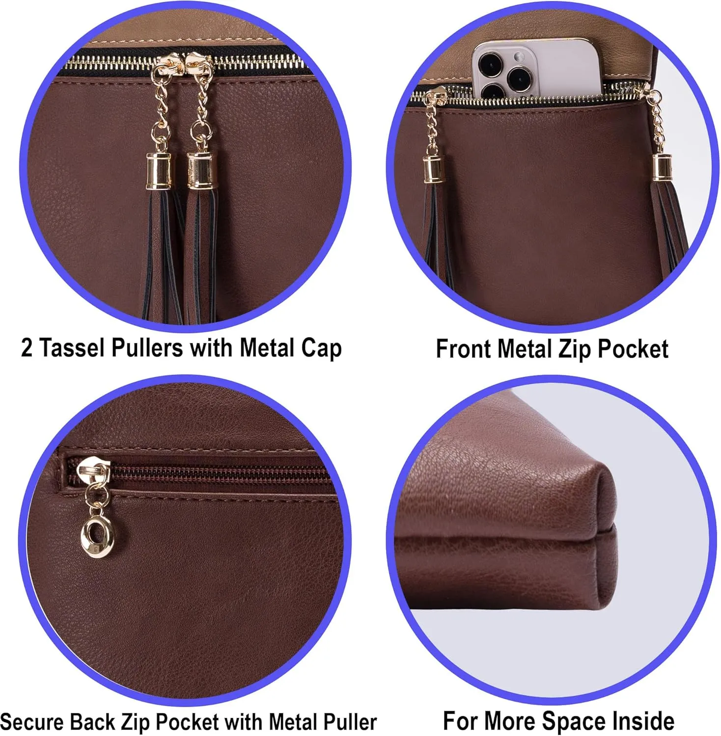 Solene Womens Lightweight Medium Crossbody Purse with Tassel, Perfect Size Crossbody Bags for Daily Use, travel