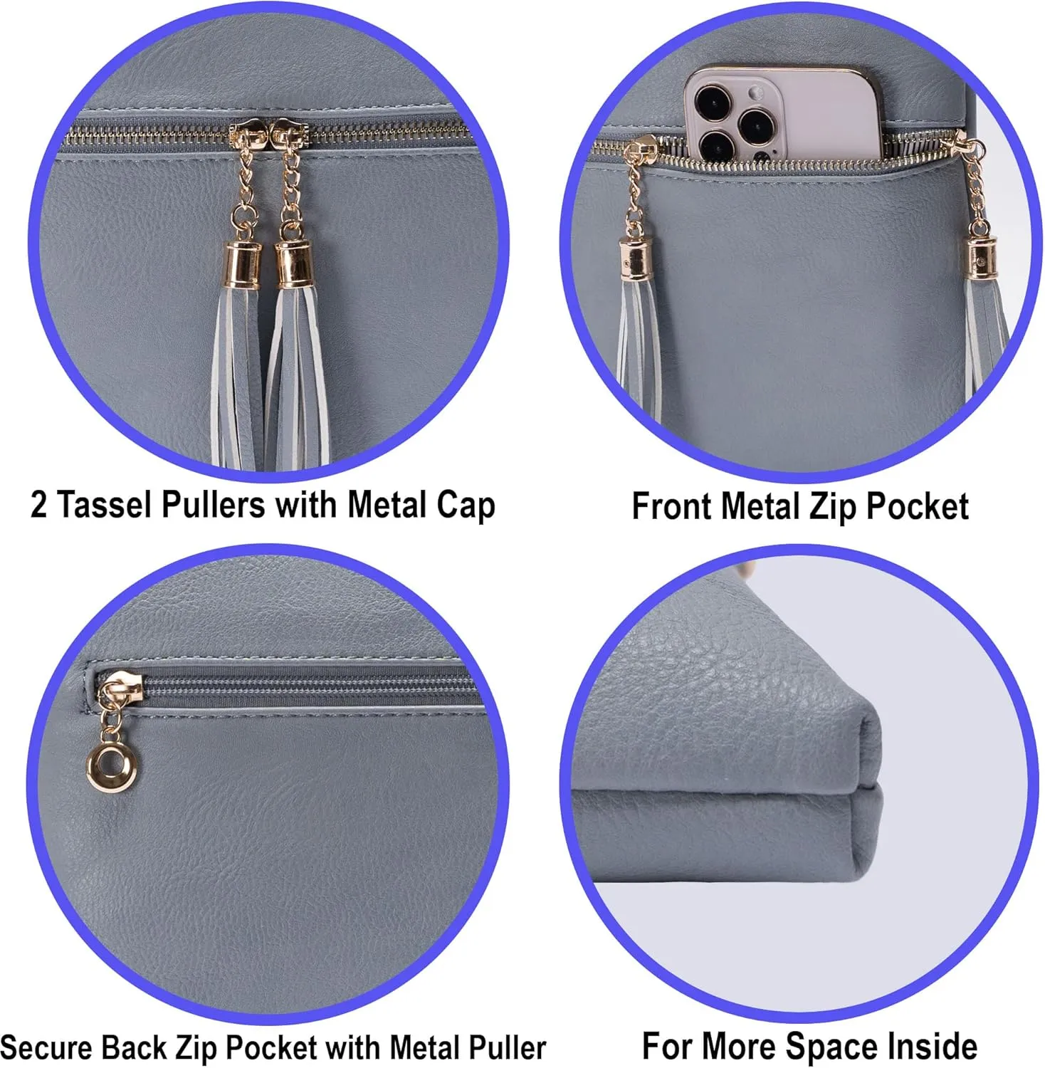 Solene Womens Lightweight Medium Crossbody Purse with Tassel, Perfect Size Crossbody Bags for Daily Use, travel