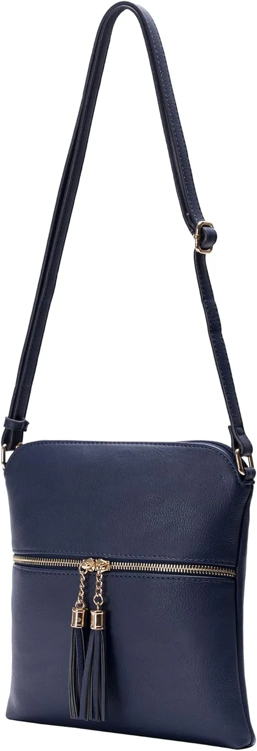 Solene Womens Lightweight Medium Crossbody Purse with Tassel, Perfect Size Crossbody Bags for Daily Use, travel