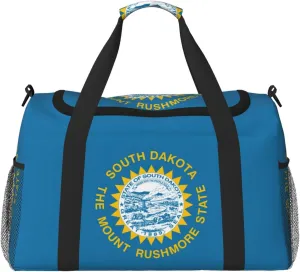 South Dakota Flag print Large Canvas Travel Duffel Bag Weekender Bags for Women Overnight Bag Carry On Tote Bag