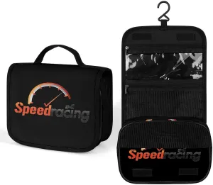 Speed-Racing Travel Toiletry Bag Full Print Wash Makeup Bag Portable Cosmetic Organizer with Hook Handbag