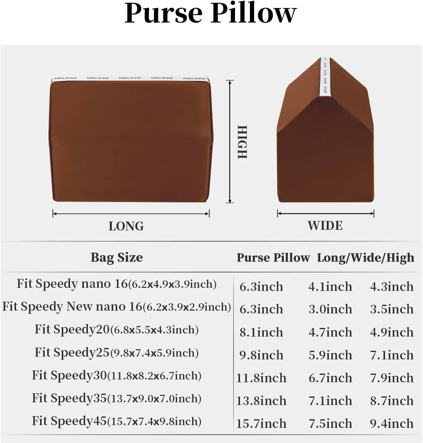Speedy 30 Bag Pillow, Purse Shaper Insert Compatible with LV Speedy Bag, Handbag Filler with Soft Silk Surface and Memory Foam Inner without Overfull, Moisture-Proof (Gold, Speedy30)