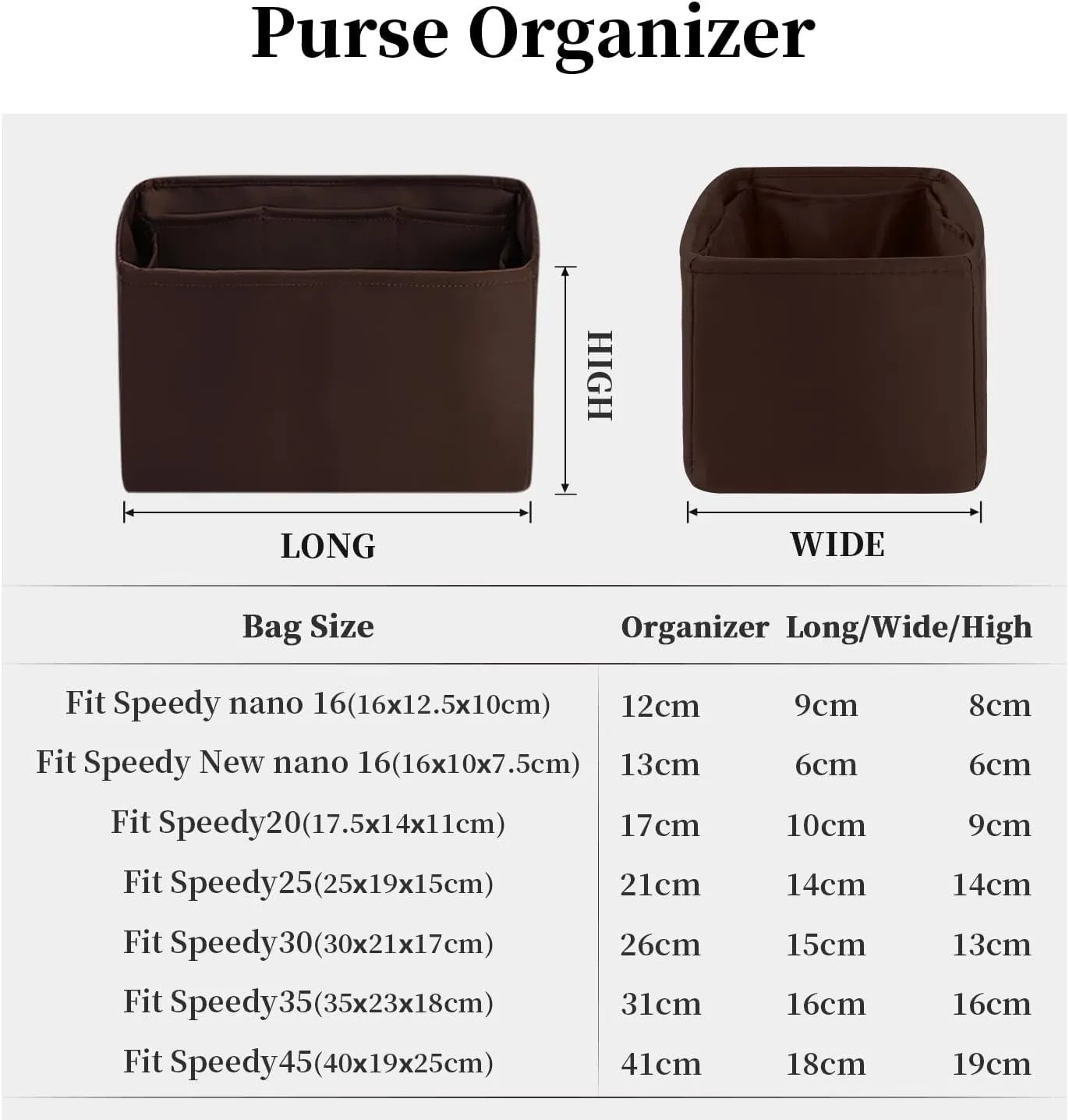 Speedy 30 Purse Organizer, Handbag Organizer Insert for Speedy Bags, Silky Inner Bag with Large Capacity, for Luxury Handbags (Chocolat, Speedy30)