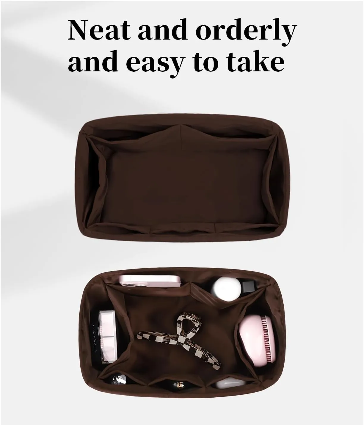 Speedy 30 Purse Organizer, Handbag Organizer Insert for Speedy Bags, Silky Inner Bag with Large Capacity, for Luxury Handbags (Chocolat, Speedy30)