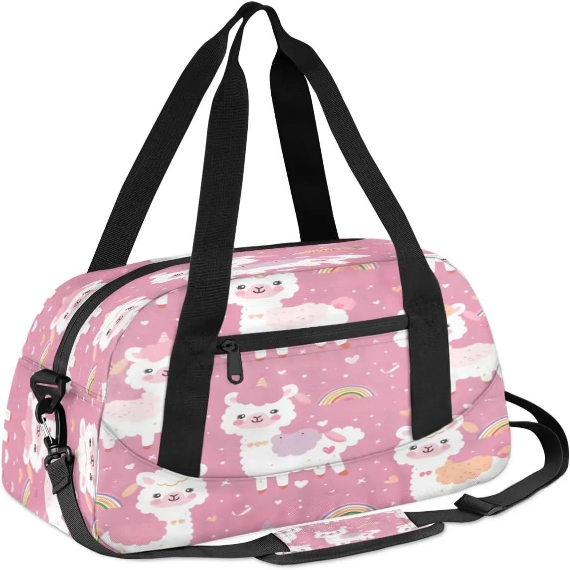 Sport Duffel Bag Alpaca Rainbow Kids Gym Bag Weekender Overnight Bags for Boys Girls Teens Carry On Workout Travel Bag