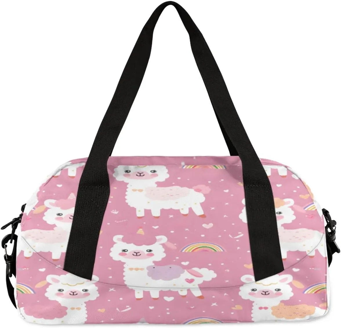 Sport Duffel Bag Alpaca Rainbow Kids Gym Bag Weekender Overnight Bags for Boys Girls Teens Carry On Workout Travel Bag