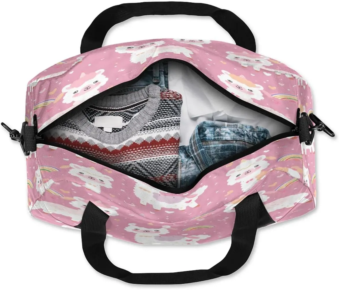 Sport Duffel Bag Alpaca Rainbow Kids Gym Bag Weekender Overnight Bags for Boys Girls Teens Carry On Workout Travel Bag