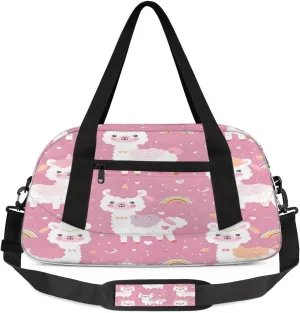 Sport Duffel Bag Alpaca Rainbow Kids Gym Bag Weekender Overnight Bags for Boys Girls Teens Carry On Workout Travel Bag