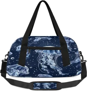 Sport Duffel Bag Beautiful Jellyfish Print Kids Gym Bag Weekender Overnight Bags for Boys Girls Teens Carry On Workout Travel Bag