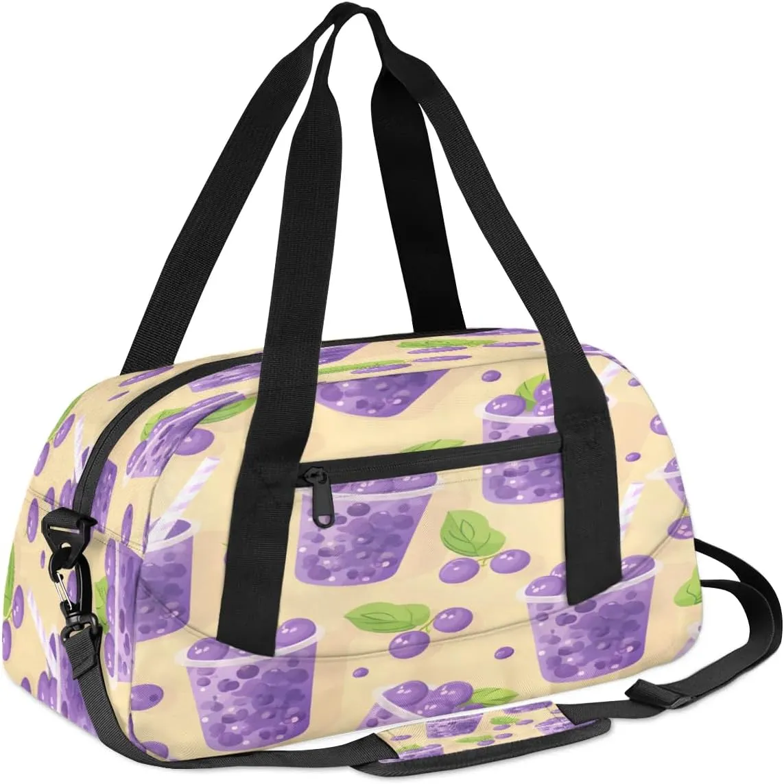 Sport Duffel Bag Blueberry Juice Print Kids Gym Bag Weekender Overnight Bags for Boys Girls Teens Carry On Workout Travel Bag