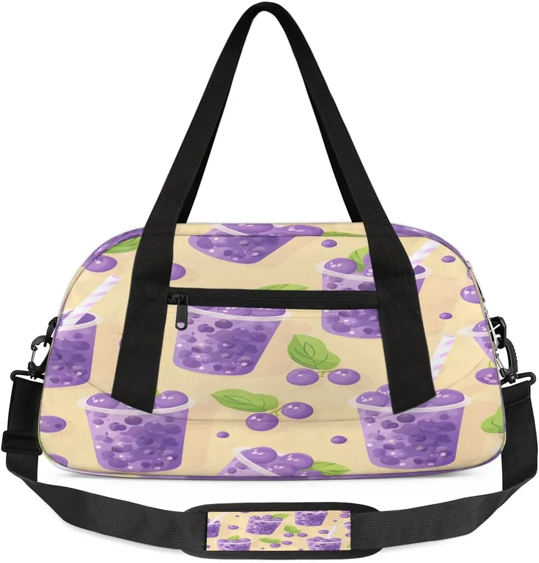 Sport Duffel Bag Blueberry Juice Print Kids Gym Bag Weekender Overnight Bags for Boys Girls Teens Carry On Workout Travel Bag