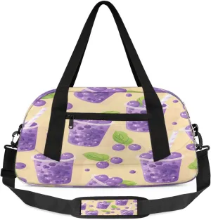 Sport Duffel Bag Blueberry Juice Print Kids Gym Bag Weekender Overnight Bags for Boys Girls Teens Carry On Workout Travel Bag