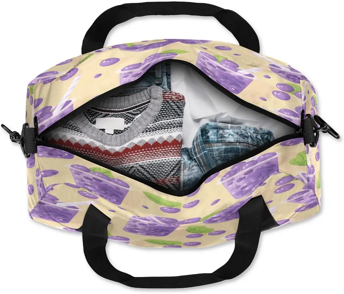 Sport Duffel Bag Blueberry Juice Print Kids Gym Bag Weekender Overnight Bags for Boys Girls Teens Carry On Workout Travel Bag
